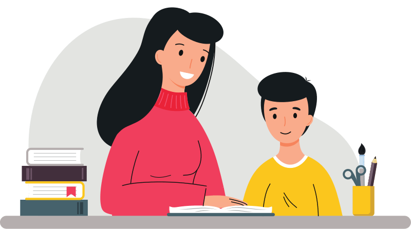 Tutor teaching child